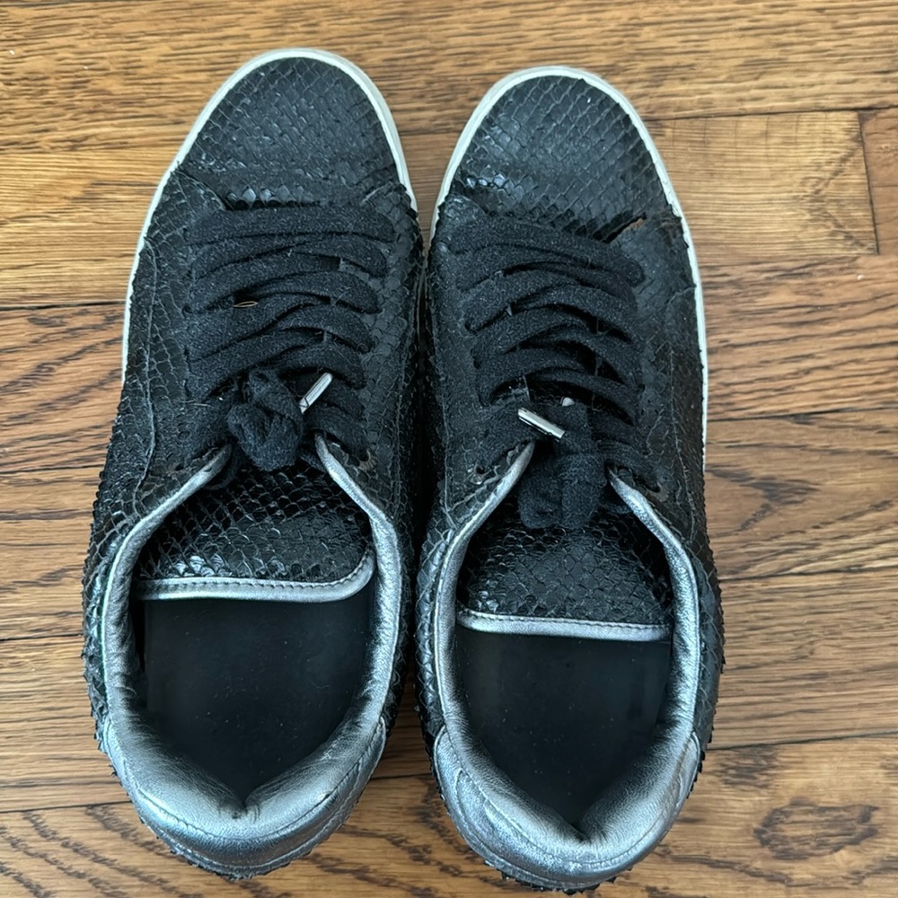 Zadig and Voltaire black snakeskin leather sneakers